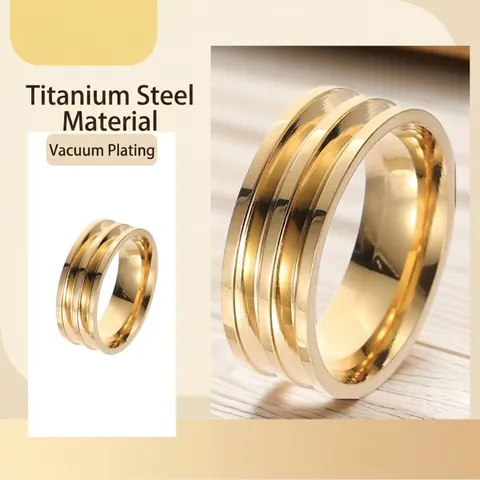 Titanium Steel Wide Band Ring For Men Women Hip Hop Electroplated Groove Design Minimalist Stainless Steel Fashion Finger Jewelry