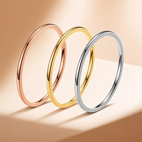 Anello a Fascia Semplice in Acciaio Inossidabile Minimalista Anello Impilabile in Acciaio al Titanio Lucidato Gioielli di Moda