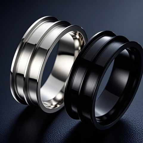 Minimalist Titanium Steel DIY Ring Blank Double Groove Design Hip Hop Finger Ring For Men Women Polished Jewelry