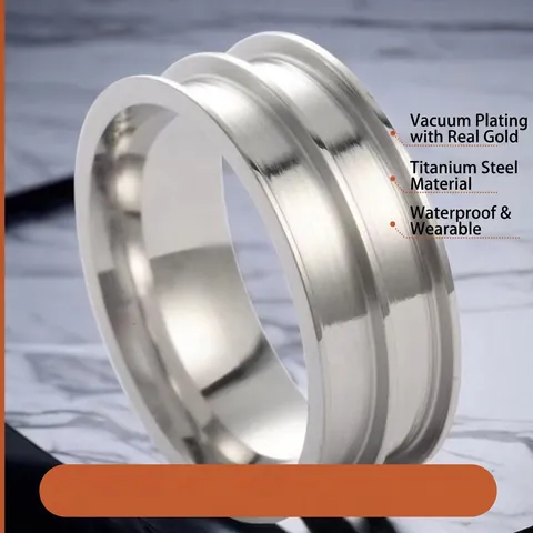 Minimalist Titanium Steel DIY Ring Blank Double Groove Design Hip Hop Finger Ring For Men Women Polished Jewelry