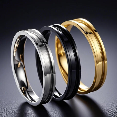 Anello a Fascia Scanalata in Acciaio al Titanio Minimalista per DIY Inlay Gioielli Lucidi da Dito per Uomo e Donna Regalo di Gioielleria