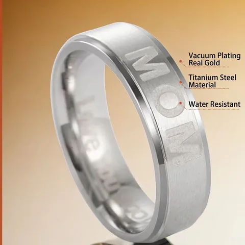 Stainless Steel Ring MOM DAD Engraved Letter Ring Fashion Commuter Couple Jewelry Gift For Mother's Day Father's Day Daily Jewelry