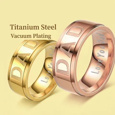 Titanium Steel DAD MOM Engraved Ring Stainless Steel Non-Fading Finger Ring For Father's Day Mother's Day Gift Unisex Jewelry
