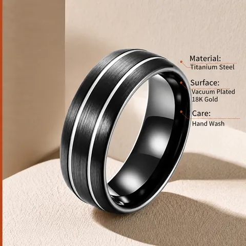 Anello da Uomo in Acciaio al Titanio di Fascia Alta Hip Hop in Acciaio Inossidabile Spazzolato Anello a Fascia Geometrico Gioielli di Moda per Uomo Regalo