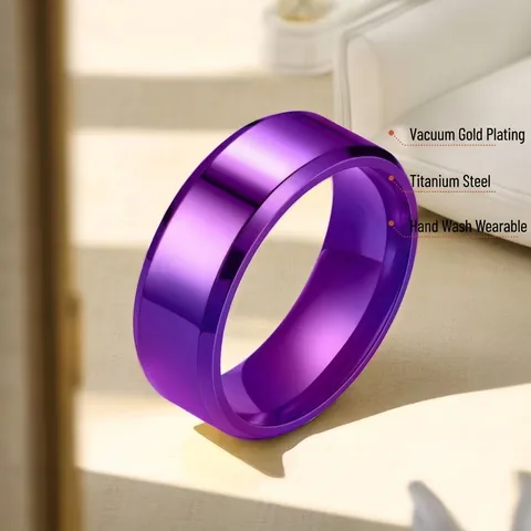Minimalist Band Ring Titanium Steel Beveled Edge Matte Brushed Polished Finish Hip Hop Jewelry Unisex