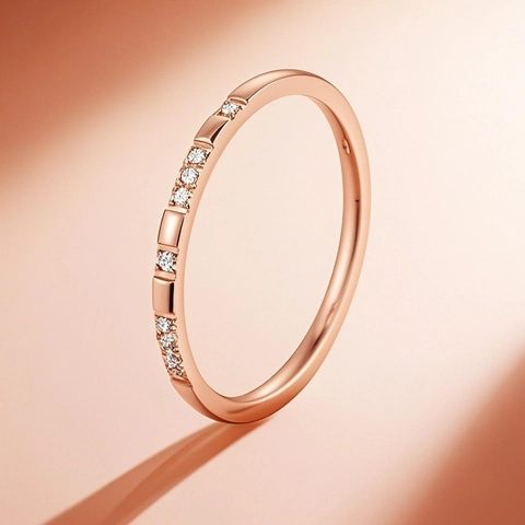 Anello in Acciaio al Titanio da Donna Minimalista in Acciaio Inossidabile con Strass a Fila Oro Rosa Argento Oro Colore Cuore Gioielli