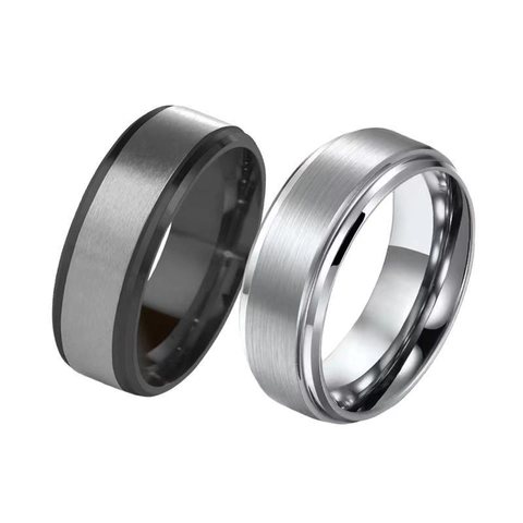 Brushed Titanium Steel Ring Unisex Two Tone Fashion Jewelry Minimalist Stainless Steel Comfort Fit Finger Ring Daily