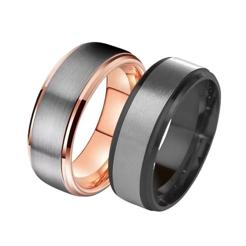 Anello in Acciaio al Titanio Hip Hop Moderno Design Bicolore Spazzolato per Uomo Anello in Acciaio Inossidabile Gioielli Accessorio Quotidiano