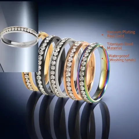 Stainless Steel Eternity Ring Mit Eingelegtem Zirkonia Rund Quadratisch Stein Mode Nicht Verblassender Schmuck Für Damen