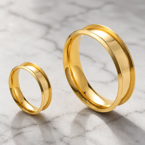 Minimalist Titanium Steel Plain Band Ring For Men Women DIY Inlay Groove Stainless Steel Finger Ring Fashion Jewelry Accessory
