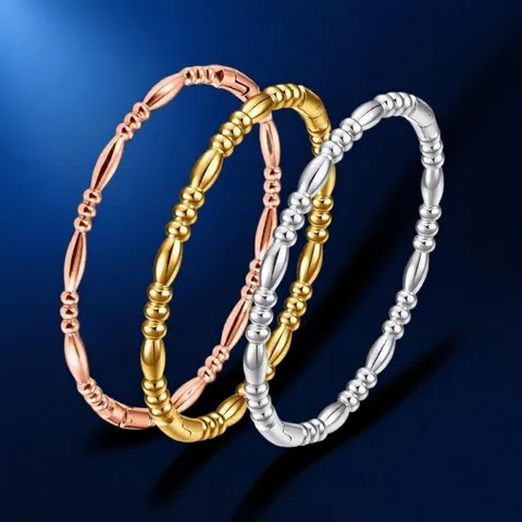 Titanium Steel Bamboo Joint Bracelet For Women Fashion Minimalist Bangle Vintage Gold Rose Gold Silver Beaded Jewelry Gift