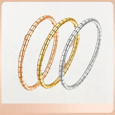 Brazalete Tubogas de Acero de Titanio para Mujer Brazalete Abierto en Espiral de Acero Inoxidable Minimalista Regalo