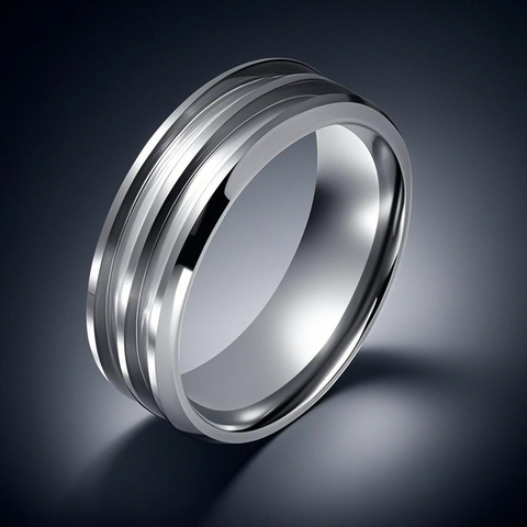 Minimalistischer Edelstahl Ring Mit Nut Für Herren Damen Hip Hop Mode Schmuck Silber Stahlfarbe Polierter Industrie Stil Ring