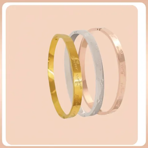 Bracciale Rigido Minimalista in Acciaio Inossidabile per Donna Forever I Love You Cuore Inciso Bracciale a Polsino Aperto Gioielli