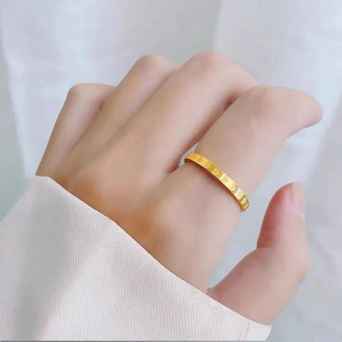 Stainless Steel Heart Pattern Couple Ring Electroplated Gold Silver Fashion Jewelry Band Ring Forever Love Engraved For Women Men