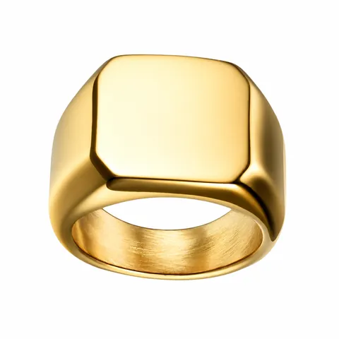 Heren Roestvrijstalen Vierkante Zegelring Minimalistische Gepolijste Geometrische Band Glad Oppervlak Vinger Sieraden Accessoire