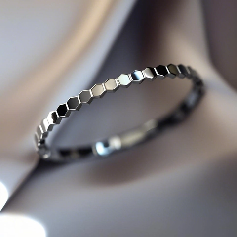 Brazalete de Panal de Acero Inoxidable Hexagonal Geométrico Con Diamantes de Imitación Oro Oro Rosa Pulido Joyas de Moda Minimalista Mujer