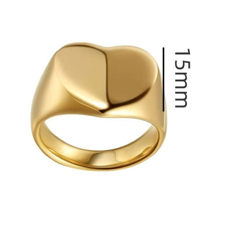 Minimalist Stainless Steel Heart Signet Ring For Women Men Geometric Polished Gold Black Silver Fashion Jewelry Finger Ring