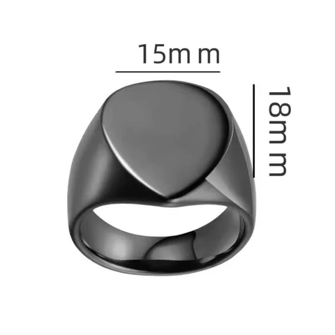 Minimalist Stainless Steel Signet Ring For Men Women Polished Heart Geometric Gold Silver Black Signet Band Ring Punk Jewelry