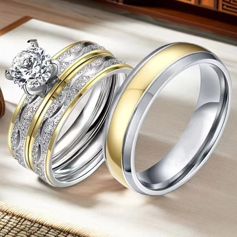 Stainless Steel Band Ring Titanium Steel Zircon Frosted Engraved I Love You Promise Jewelry For Couples Lovers