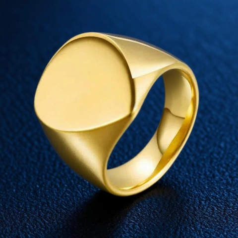 Minimalist Stainless Steel Signet Ring For Men Women Polished Heart Geometric Gold Silver Black Signet Band Ring Punk Jewelry