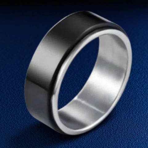 Unisex Stainless Steel Spinner Ring For Anxiety Stress Relief Rotatable Geometric Pattern Band Ring Fidget Jewelry