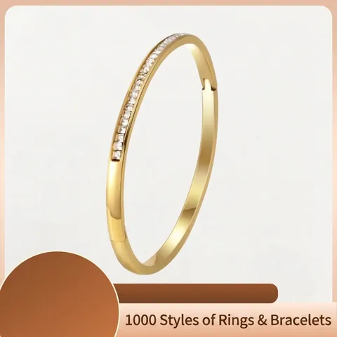 Elegant Stainless Steel Square Rhinestone Pave Oval Bangle Bracelet For Women Fashion High Shine Inlaid Jewelry Gift