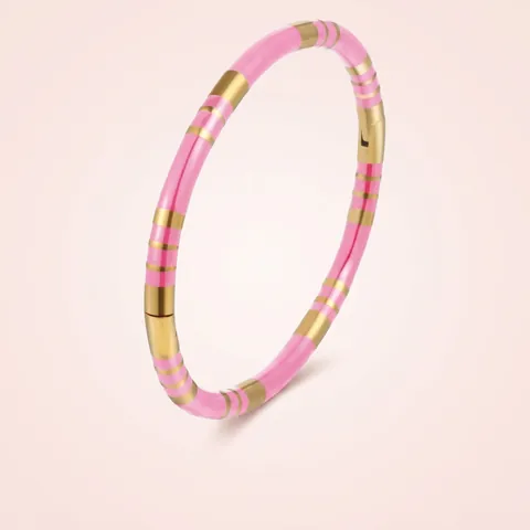 Kontrastfarbe Handgefertigter Emaille Armreif Für Damen Edelstahl Geometrisch Gestreift Offener Armband Minimalistischer Schmuck Geschenk