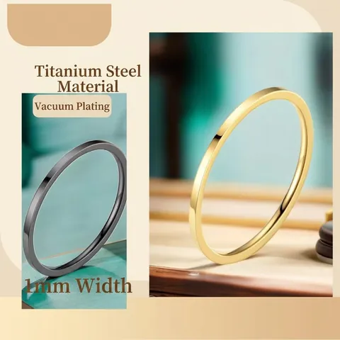 Minimalistischer Titanstahl Dünner Bandring Für Damen Gold Roségold Silber Schwarz 18K Vergoldet Wasserdichter Polierter Fingerring Schmuck