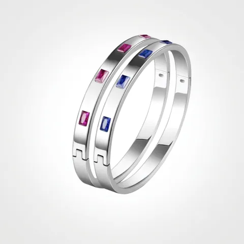 Bracciale Rigido Ovale Intarsiato di Strass in Acciaio Inossidabile Minimalista da Donna Elegante Bracciale Geometrico Oro Argento