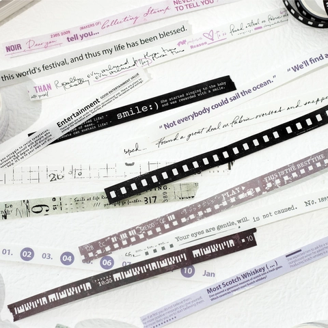 Vintage Washi Tape Retro English Text Film Strip Decorative Masking Tape For Scrapbooking DIY Journaling Material