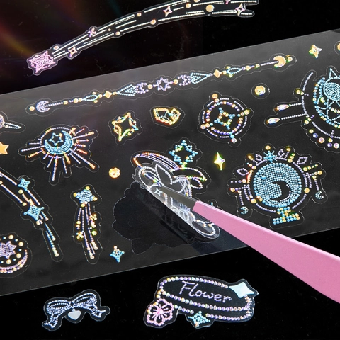Holografisches Laser PET-Tape Traumhafte Fantasie Serie Goldprägung Gestanztes Dekoband Für DIY Journaling Scrapbooking