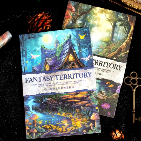 Fantasy Territory Serie Vintage Scrapbook Papier Kraftpapier Materiaal Voor DIY Journaling Decoratie Retro Kunst