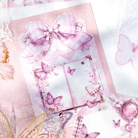 Vintage Floral Butterfly Decorative Memo Pads For Journaling Scrapbooking Aesthetic Retro White Kraft Paper Stationery Supplies