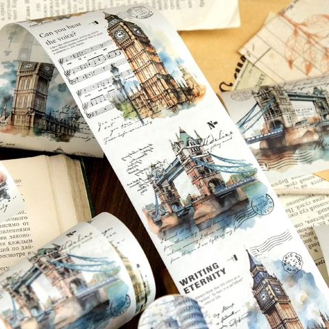 Vintage Nastro Washi Serie Journey Of Relics Retro Architettura Paesaggio Acquerello Nastro per DIY Scrapbooking Diario