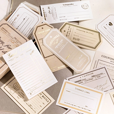 MO-CARD Ρετρό Αυτοκόλλητα Χαρτιού Χρυσή Σφραγίδα Λουλούδια Φεγγάρι Πεταλούδα Διακοσμητικό Υλικό για Journaling Scrapbooking DIY