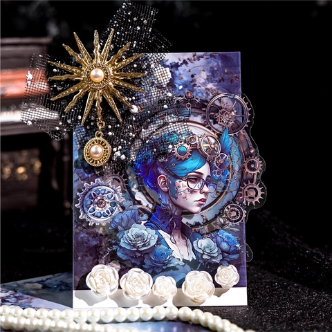 Vintage Steampunk Dark Fantasy Adesivi PET Gotico Figure Farfalla Orologio Decor Per DIY Scrapbooking Journaling Decorazione
