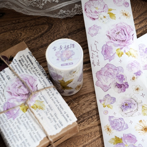Vintage Watercolor Floral Washi Tape Realistic Rose Daisy Decorative Masking Tape For Journaling Scrapbooking DIY Crafts