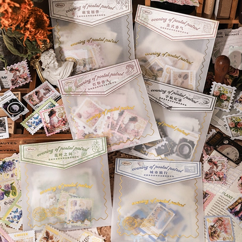 Autocollants de Timbres Vintage Série Postal Patrol Dusk Marquage à Chaud Scrapbooking Décoration Papier pour Journaling DIY