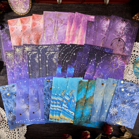 Vintage Starry Galaxy Material Paper Scrapbooking Decoration Paper For DIY Journal Planner Artistic Crafts Mystery Astrology Style