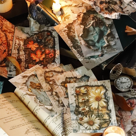 Vintage Light Paper Junk Journal Stickers Retro Art Fairy Floral Material For Scrapbooking DIY Crafting Decoration Embellishment
