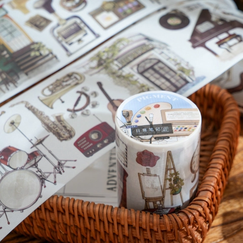 Juego de Cinta Washi Retro Champs-Elysees Pegatinas Vintage para Diario Scrapbook para Música Café Costura Cinta Decorativa