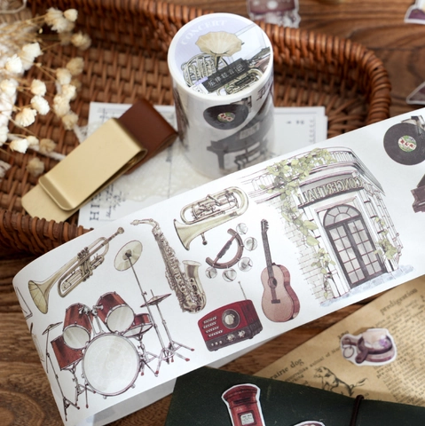 Juego de Cinta Washi Retro Champs-Elysees Pegatinas Vintage para Diario Scrapbook para Música Café Costura Cinta Decorativa