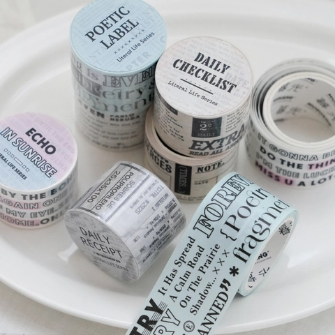 Nastro Washi Retrò Serie Literal Life Testo Inglese Vintage Nastro Decorativo per Scrapbooking Journaling Fai da Te Artigianato Cancelleria