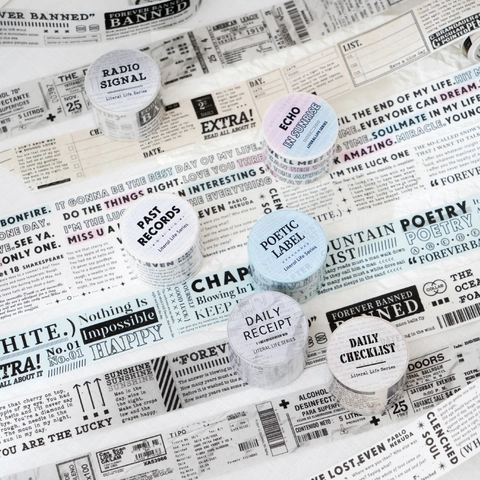 Nastro Washi Retrò Serie Literal Life Testo Inglese Vintage Nastro Decorativo per Scrapbooking Journaling Fai da Te Artigianato Cancelleria