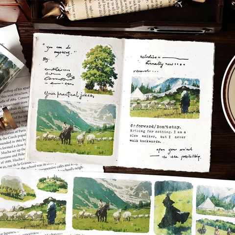 Vintage Natural Landscape Washi Tape For Scrapbooking Journaling Aesthetic DIY Art Crafts Decorative Masking Stationery