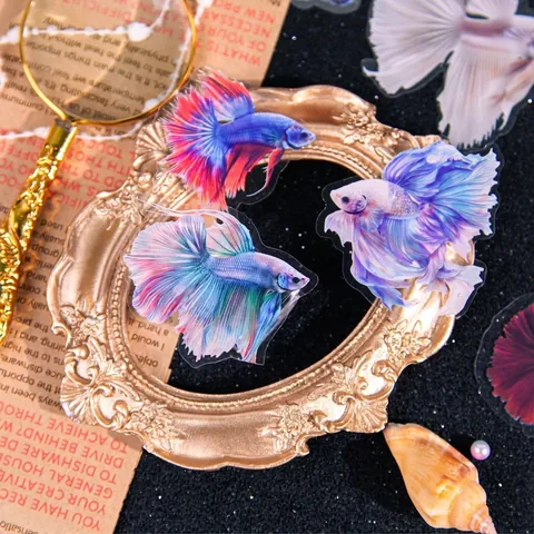 Betta Fisch Serie PET Dekorative Aufkleber Ozean Thema Wasserfest Ästhetisch Scrapbooking Material Für Journaling DIY