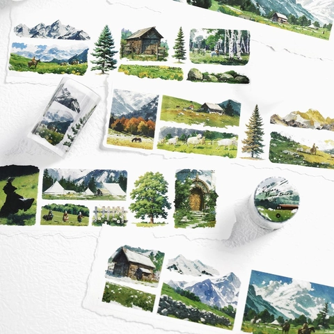 Vintage Natural Landscape Washi Tape For Scrapbooking Journaling Aesthetic DIY Art Crafts Decorative Masking Stationery