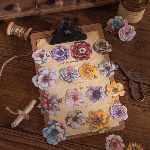 Vintage Floral Αυτοκόλλητα από Σκληρό Χαρτόνι Βοτανικά Λουλούδια Scrapbooking Υλικά Για DIY Χειροτεχνία Ημερολόγιο