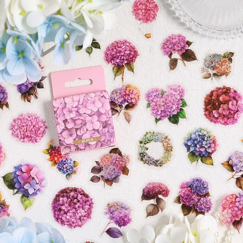 Adesivi a Fiori in PET Impermeabili Decalcomanie Decorative Floreali Vintage per Scrapbooking Fai-da-te Diario Cancelleria Regali